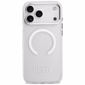 Guess Metal Outline Magnētiskais viedtālruņa apvalks iPhone 17 Pro Max - sudraba