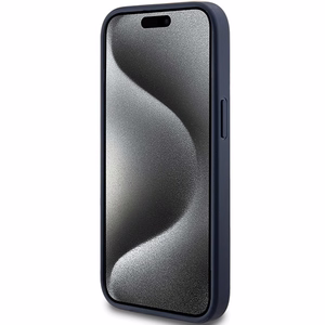 Guess 4G Triangle Metal Logo viedtālruņa apvalks iPhone 15 Plus / 14 Plus - zils