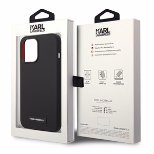 Karl Lagerfeld KLHMP14LSLMP1K iPhone 14 Pro 6,1" cietais apvalks melns / melns Silikona Plāksnīte Magsafe