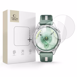 Tech-Protect Glass Fit+ 2 gabalu rūdītā stikla komplekts Huawei Watch GT 6 46mm pulkstenim - caurspīdīgs
