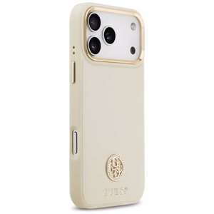 Guess Grained Strass Logo MagSafe чехол iPhone 17 Pro Max бежевый