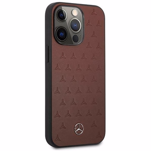 Mercedes MEHCP13LPSQRE iPhone 13 Pro / 13 6.1" sarkans maciņš Leather Stars Pattern