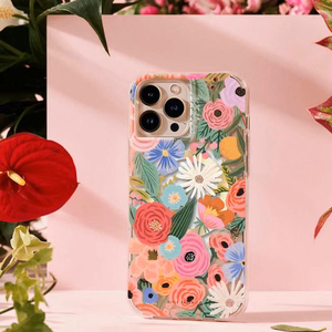 Rifle Paper Clear MagSafe vāciņš ierīcei iPhone 14 Pro Max, ar “Garden Party Blush” rakstu