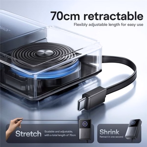 Joyroom JR-PR1 10000mAh 22.5W внешний аккумулятор со встроенным выдвижным кабелем USB-C - Чёрный