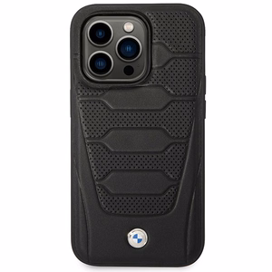 Viedtālruņa apvalks BMW BMHMP14L22RPSK iPhone 14 Pro 6.1" melns/melns ādas sēdekļu raksts MagSafe