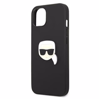 Karl Lagerfeld Ādas Ikonik Karl's Head Metāla apvalks iPhone 13 mini - melns
