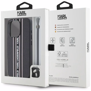 Karl Lagerfeld Saffiano Athleisure Stripes Cord viedtālruņa apvalks iPhone 15 Pro - rozā