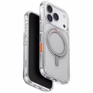 Uniq Swivix vāciņš iPhone 17 Pro ar 360° rotējošu statīvu – caurspīdīgs
