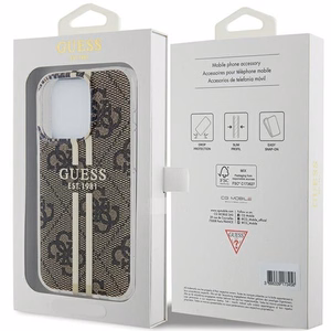 Guess IML 4G Gold Stripe viedtālruņa apvalks iPhone 15 Pro - brūns