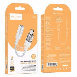 adapteris AUX USB C do Jack 3,5 mm Hoco 0,15 m LS37 transparentny pelēks