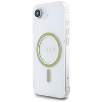 Guess IML Glitter Circle magnētiskais viedtālruņa apvalks iPhone 16e - caurspīdīgs