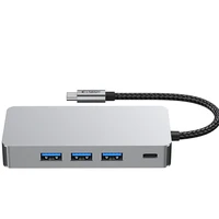 Tech-Protect HB05 HUB 9in1 USB-C + USB2.0 + USB3.0 + HDMI 4K 60Hz + SD / TF + PD100W + RJ45 adapteris - pelēks
