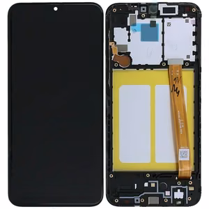 LCD ekrāns Samsung A202 A20e ar skārienekrānu un rāmi oriģināls melns (servisa komplekts)