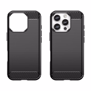 Carbon viedtālruņa apvalks iPhone 16 Pro Max silikona apvalks - melns