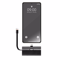 Portatīvais lādētājs Forcell F-Energy Power Plug F5K3 PD 20W 5000 mAh ar iebūvētu savienotāju USB C melna