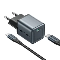 GaN Vention USB-C 20W lādētājs + USB-C-L 1m kabelis (pelēks)