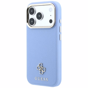 Guess Saffiano Small 4G & Classic Logo vāciņš modelim iPhone 18 Pro / 17 Pro, saderīgs ar MagSafe – gaiši zils
