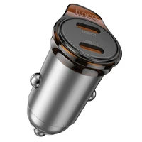 Automobiļa lādētājs Hoco 2 x USB C PD QC3.0 45W NZ16B metāla pelēks