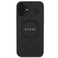 Guess Saffiano Peonija Klasiskais Logotips Magnētiskais Viedtālruņa apvalks iPhone 16 - melns