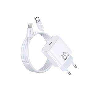 Lādētājs Remax RP-U71 30W GaN USB-C + USB-C uz USB-C kabelis 1.0m balts