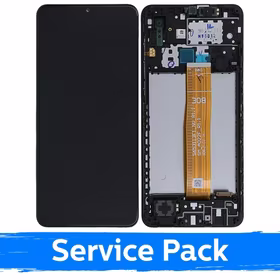LCD Displejs Saderīgs ar Samsung A022 A02 (2021) Melns Ar Frame (Service Pack)