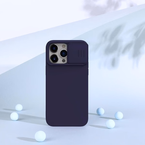 Nillkin CamShield zīdains silikona apvalks iPhone 15 Pro Max tumši violetā