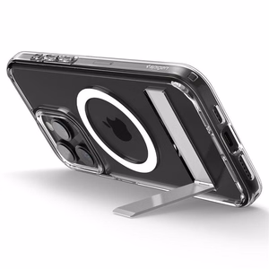 Spigen Ultra Hybrid S Magnētiskais viedtālruņa apvalks ar statīvu iPhone 15 Pro - Caurspīdīgs