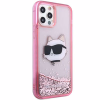 Karl Lagerfeld KLHCP12MLNCHCP iPhone 12/12 Pro 6.1" rozā/rozā cietais apvalks Mirdzošs Choupette Galva