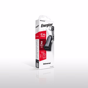 Energizer Classic D12 auto lādētājs, 2 × USB-A, 12 W / 2,4 A, melns
