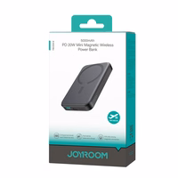Mini magnētiskais portatīvais lādētājs Joyroom JR-W020 5000mAh USB-A USB-C 20W (melns) + USB-C / USB-C kabelis