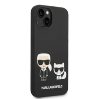 Karl Lagerfeld KLHMP14MSSKCK iPhone 14 Plus 6.7 "cietais viedtālruņa apvalks melns / melns šķidrais silikona Karl & Choupette MagSafe