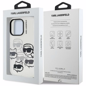 Karl Lagerfeld IML daudzkrāsains K&C galvas raksts apvalks iPhone 16 Pro Max - caurspīdīgs