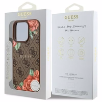 Guess GUHMP16LP4ROPEMCW iPhone 16 Pro 6.3" brūns/brūns cietais apvalks 4G Ziedu Druka Magnētiskais