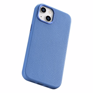 iCarer Litchi Premium ādas viedtālruņa apvalks iPhone 14 Plus Magnētiskais ādas apvalks ar MagSafe Gaiši zils (WMI14220711-LB)