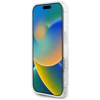 Karl Lagerfeld IML Rhinestones Logo viedtālruņa apvalks iPhone 16 - caurspīdīgs