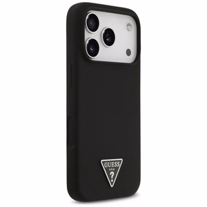 Guess Чехол для iPhone 17 Pro совместимый с MagSafe GUHMP17LSCTRLMK (Silicone W/ Triangle Logo) чёрный