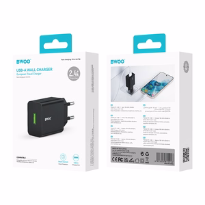 BWOO сетевое зарядное устройство CDA249 5V 2,4A USB-A, черный