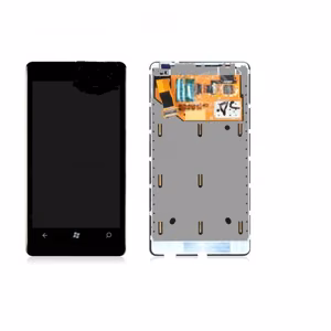 LCD displejs saderīgs ar Nokia Lumia 800 ar rāmi melns HQ