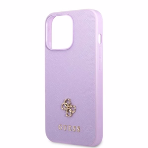 Guess GUHCP13LPS4MU iPhone 13 Pro / 13 6.1" violets/violets cietais apvalks Saffiano 4G mazs metāla logotips