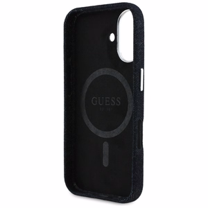Guess Džinsa trijstūra logotips MagSafe viedtālruņa apvalks iPhone 16 - melns
