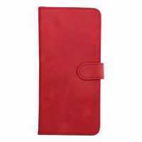 Universāls grāmatas tipa viedtālruņa apvalks COMMON izmērs M, paredzēts SAMSUNG S21 / NOTE / NOTE 2 / NOTE 3 / S10 / HUAWEI P30 Lite / P9 / P9 Lite / SONY XPERIA Z3 / Z4 / Z5, sarkans