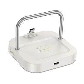 Galda lādētājs Hoco 2in1 USB C PD QC 3A 30W + bezvadu uzlāde 5W CQ16B balts