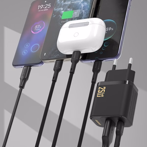 Dudao A26TCEU PD QC 25W GaN USB-A USB-C Wall Lādētājs with USB-C Kabelis - Melns