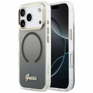Guess IML Gradient Script Metal MagSafe чехол для iPhone 17 Pro Max чёрный