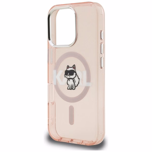 Karl Lagerfeld IML Choupette Sketch Logo MagSafe Maciņš iPhone 16 Pro - rozā