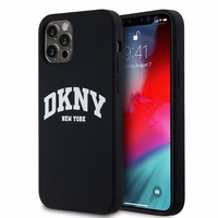 DKNY Šķidrs silikona balts drukāts logotips magnētiskais viedtālruņa apvalks iPhone 12/12 Pro - melns