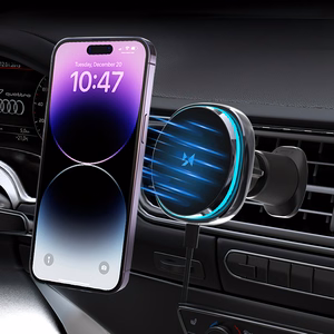 Bezvadu auto lādētājs+turētājs Wozinsky (WCT5-6S2Y) magnētisks (MagSafe 15W) ventilācijas restei melns