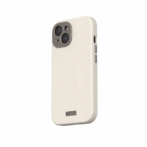 Moshi Napa MagSafe augstākās kvalitātes vegānās ādas vāciņš ierīcei iPhone 15, “Eggnog White” krāsā