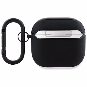 BMW BMA4SSLBK AirPods 4 ādas apvalks melns/sudraba ar sudraba logotipu
