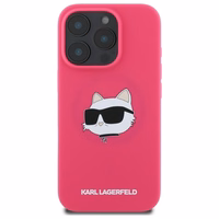 Karl Lagerfeld silikona Choupette galvas Magnētiskais iPhone 16 Pro viedtālruņa apvalks - Rozā